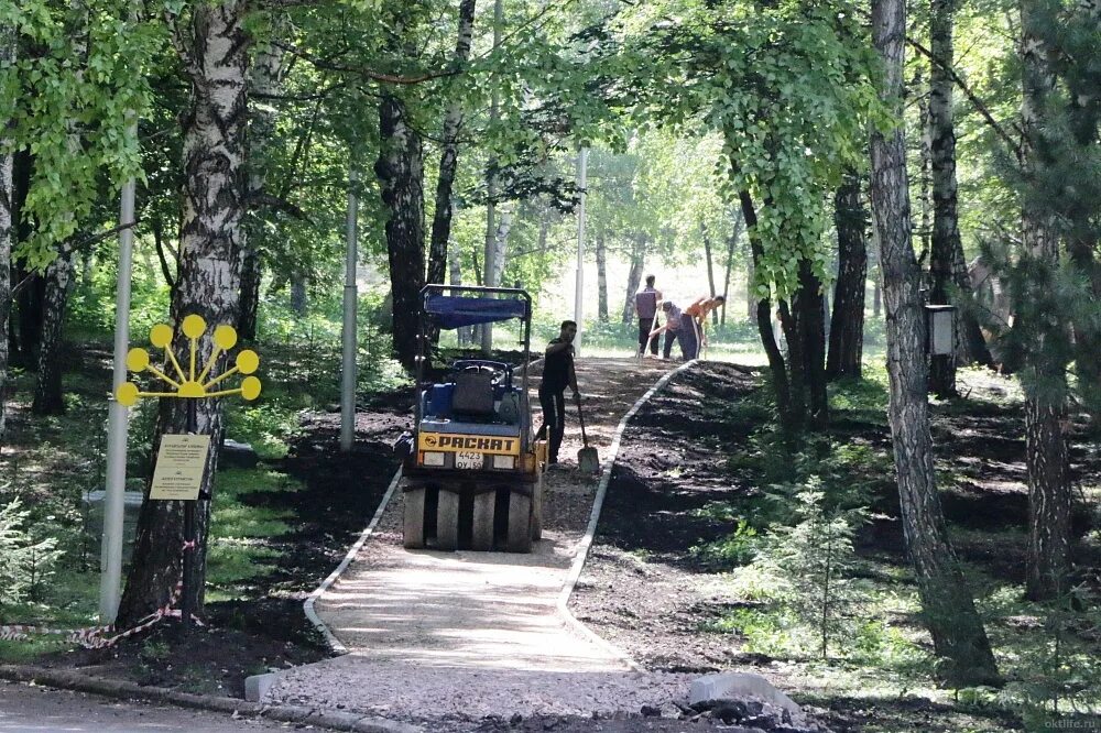 Парк гагарина октябрьский фото Озеленение, освещение, укрепление ручья