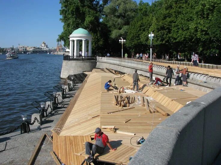 Парк горького набережная фото Gorky Park / Парк Горького. Набережная Москвы - реки. Площадка для танцев. Фотог