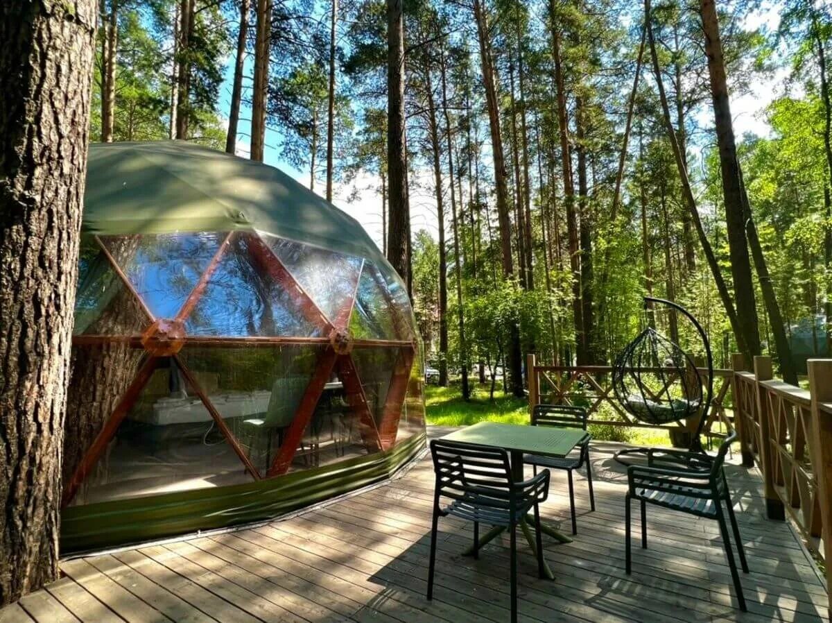 Парк отель хвоя фото Номера, купольные дома-сферы, шале на берегу Бердского залива в парк-отеле "Хвоя