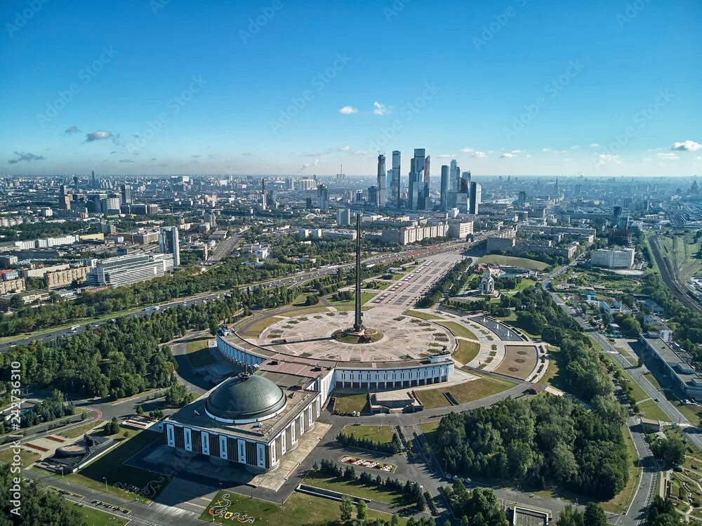 Парк победы московский просп 188 фото Poklonnaya Hill in Moscow, Russia, aerial drone view Stock Photo Adobe Stock