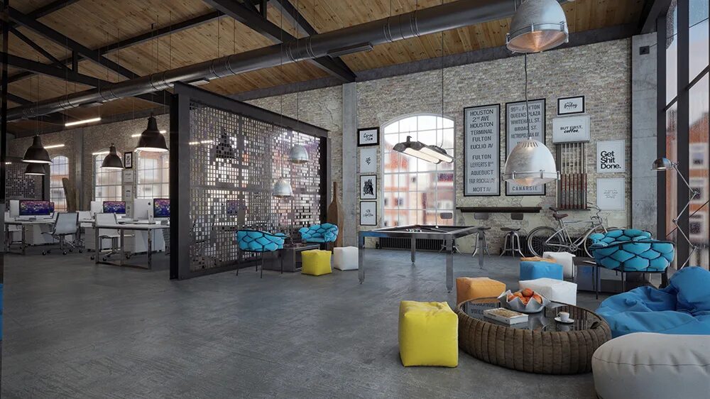 Парк в стиле лофт OFFICE DESIGN - Loft IT office interior design :: Behance