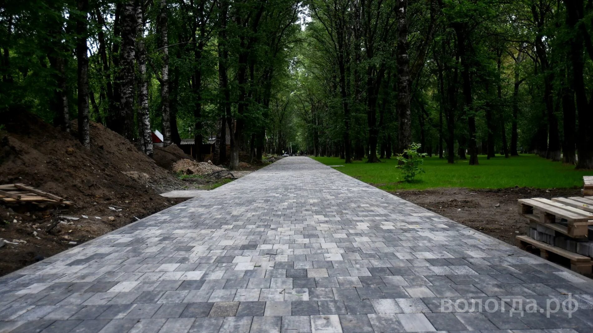 Парк ветеранов вологда сегодня фото Более 40 % работ по благоустройству выполнено в парке Ветеранов в Вологде . Ново
