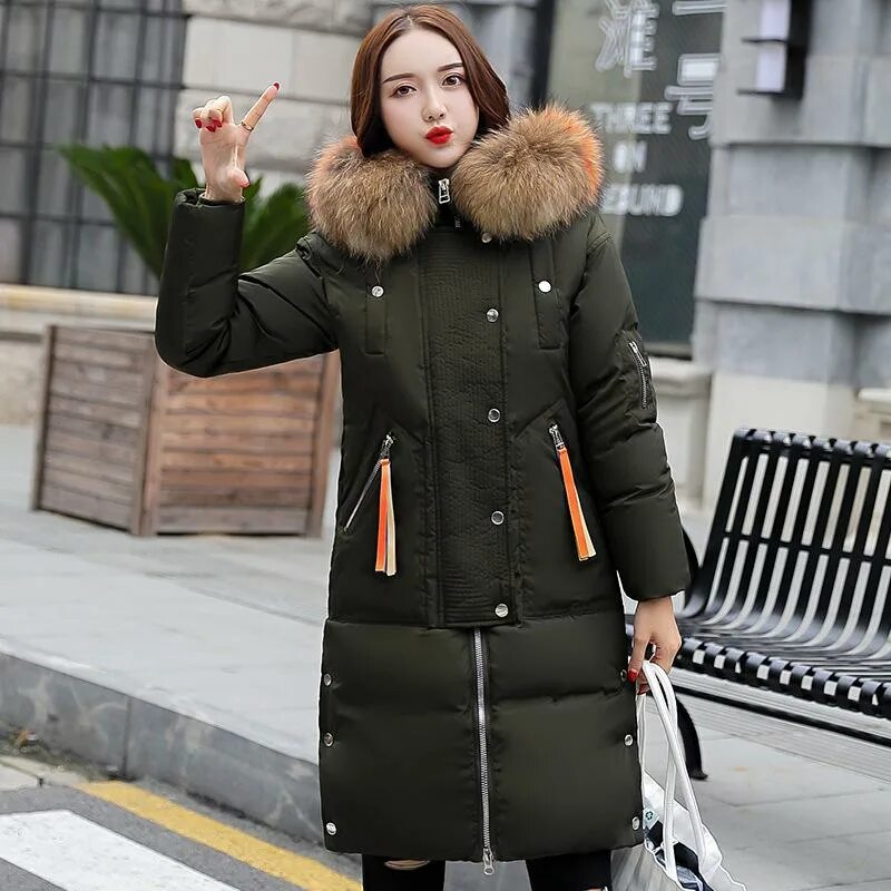 Парка женская зимняя удлиненная фото Fashion winter thick warm cotton coat ladies long hooded down cotton pad women к