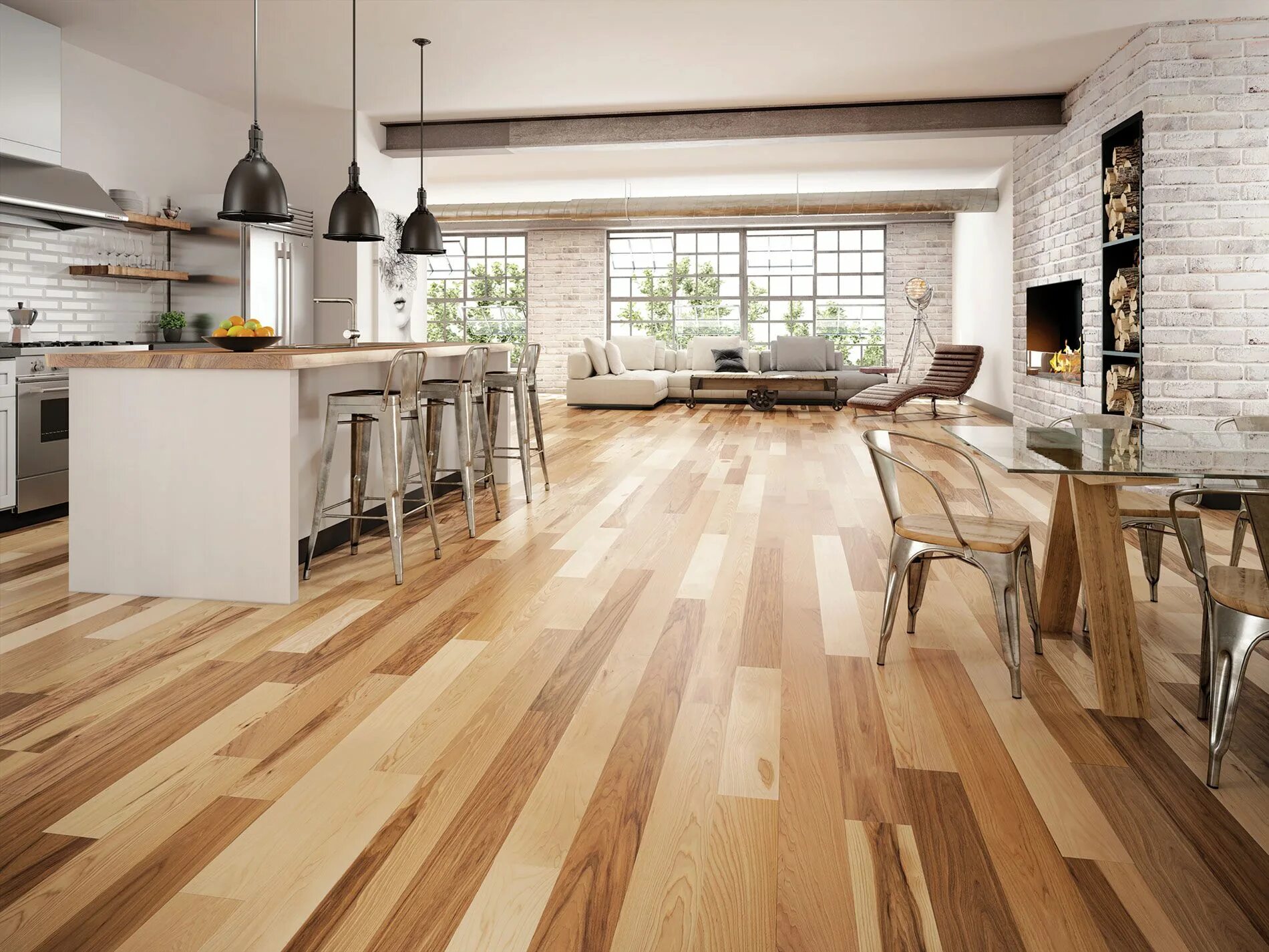 Паркет и керамогранит сочетание в интерьере Image result for light hickory flooring House flooring, Herringbone wood floor, 