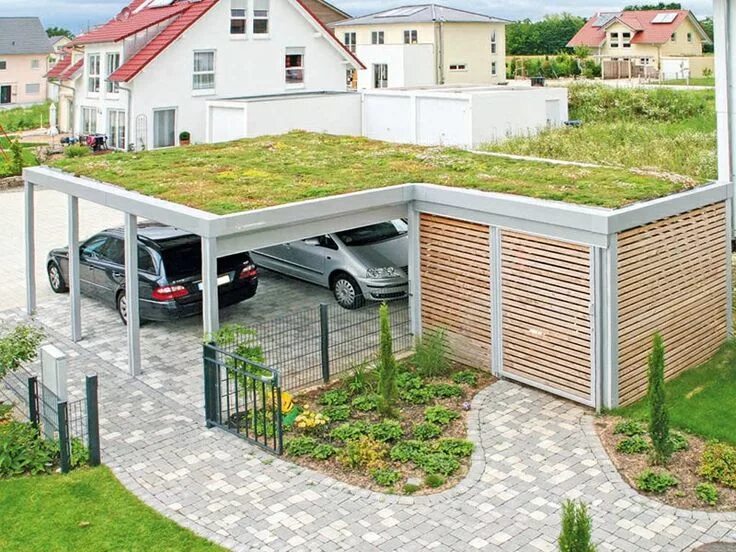 Парковка частного дома фото Pin auf haus Carport, Doppelcarport, Carport mit abstellraum