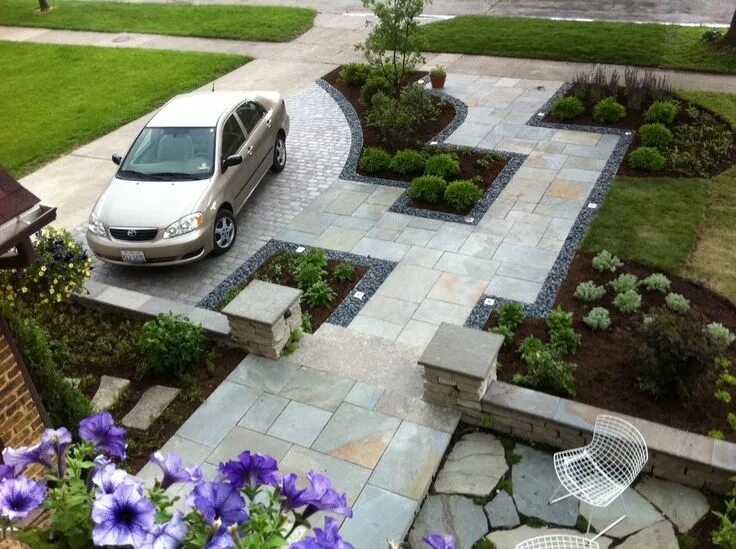 Парковка перед домом на участке фото garden design ideas low maintenance - Căutare Google Front garden design, Front 