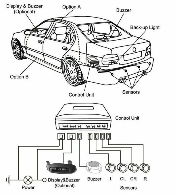 Парктроники для авто 4 датчика схема подключения Best Quality Car Parking Reversing Reverse Backup Radar Sensor Car Park Assistan