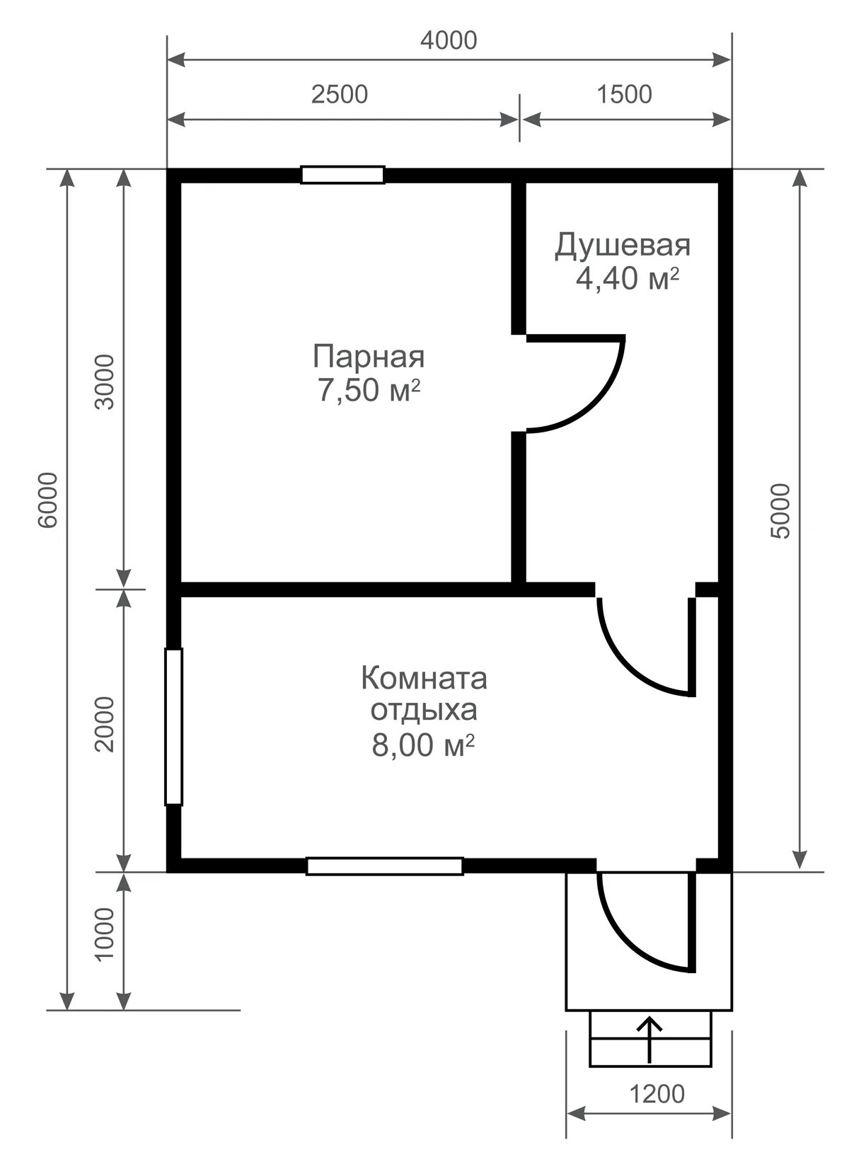 Парная бани чертежи План бани 5х4 - постройка площадью 3х5 - мойка и парилка отдельно, план конструк
