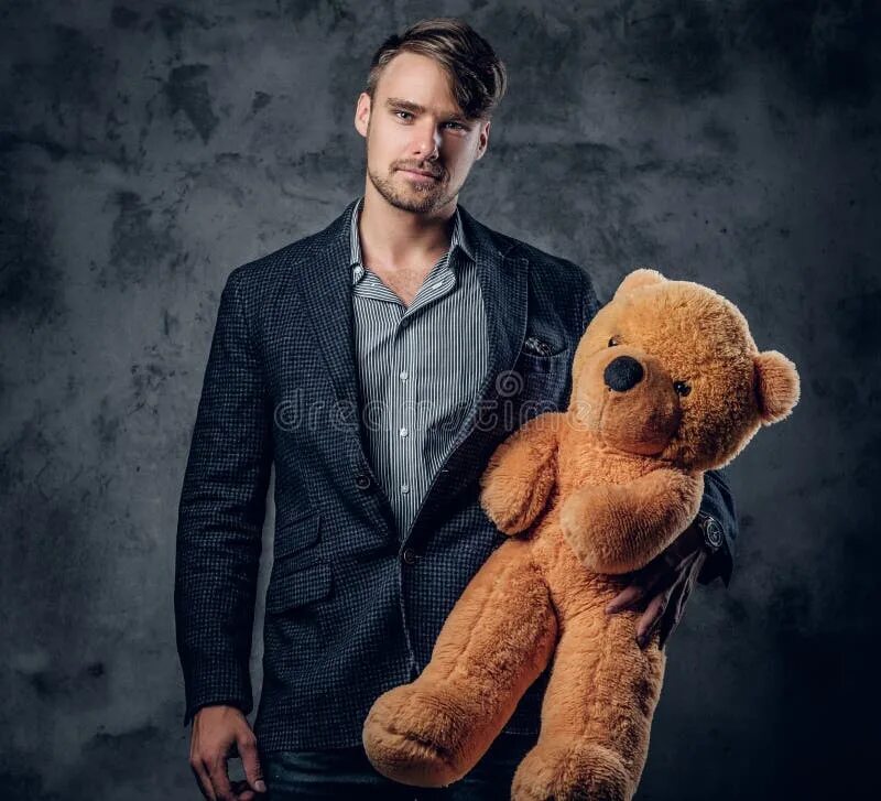 Парни медведи фото Male in a Suit Holding Brown Teddy Bear. Stock Image - Image of handsome, male: 