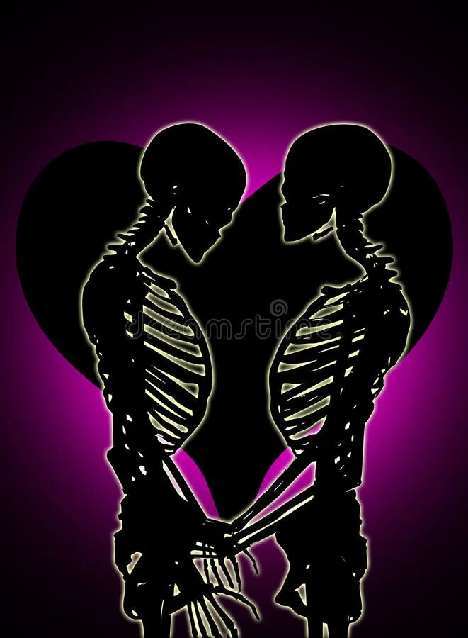 Парные фото на аву сердце Skeletons with Love Heart stock illustration. Illustration of healthcare - 30113