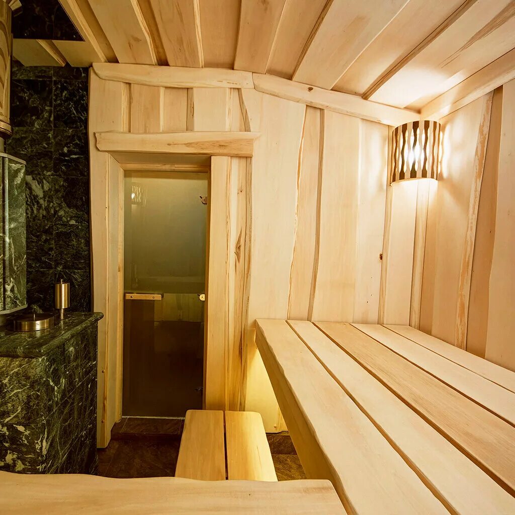 Парные отделка фото бани Необрезная доска, липа, 20x180x2500 мм, сорт A, без коры - Буратино и К