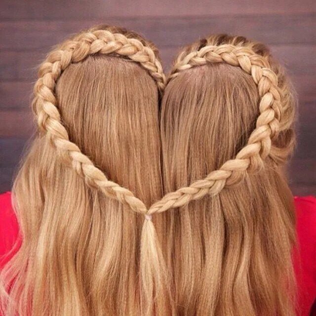 Парные прически для девочек Hairstyles & Beauty Hair romance, Heart braid, Hair styles