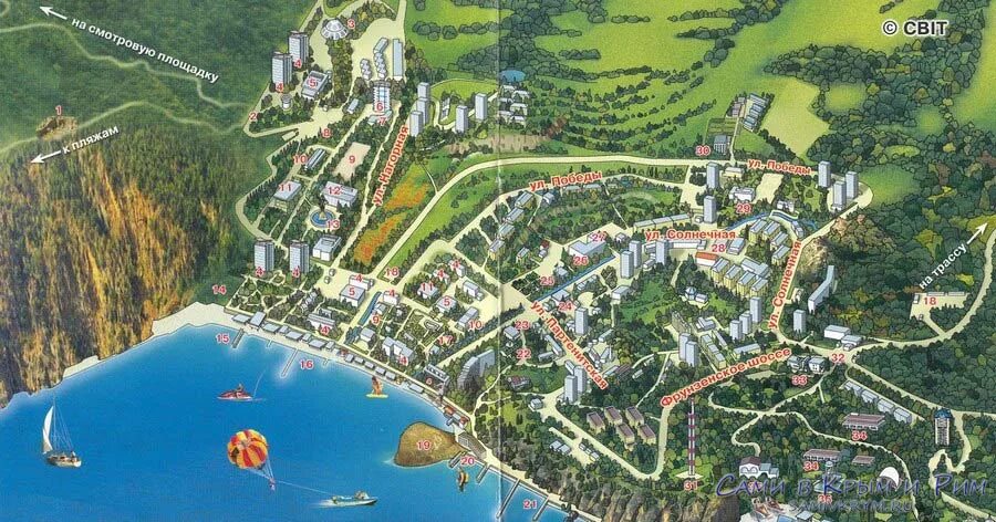 Партенит крым на карте фото Лучшие курорты Крыма ЮБК и его 10 лучших мест