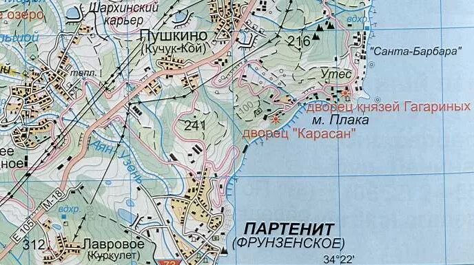 Партенит крым на карте фото Карта крыма утес поселок