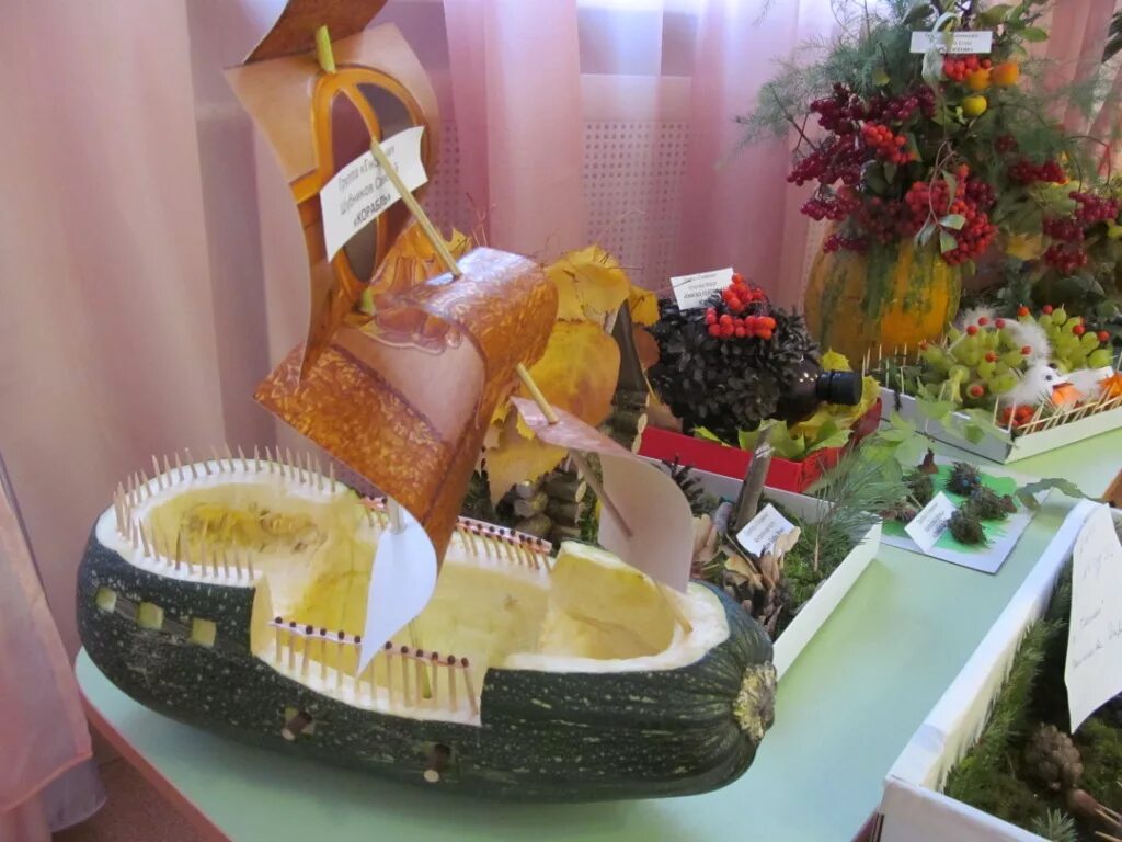 Парусник из кабачка поделка фото Корабль из кабачка своими руками - Handskill.ru