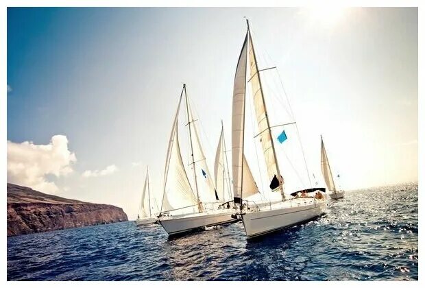 Парусные яхты фото высокого разрешения Постер на холсте Яхта в море (Yacht in the sea) № 6 75см. x 50см. - купить в инт