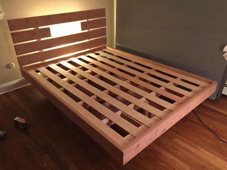 Парящая кровать из дерева фото чертежи Floating Bed - Album on Imgur Floating bed diy, Bed frame plans, Floating bed fr