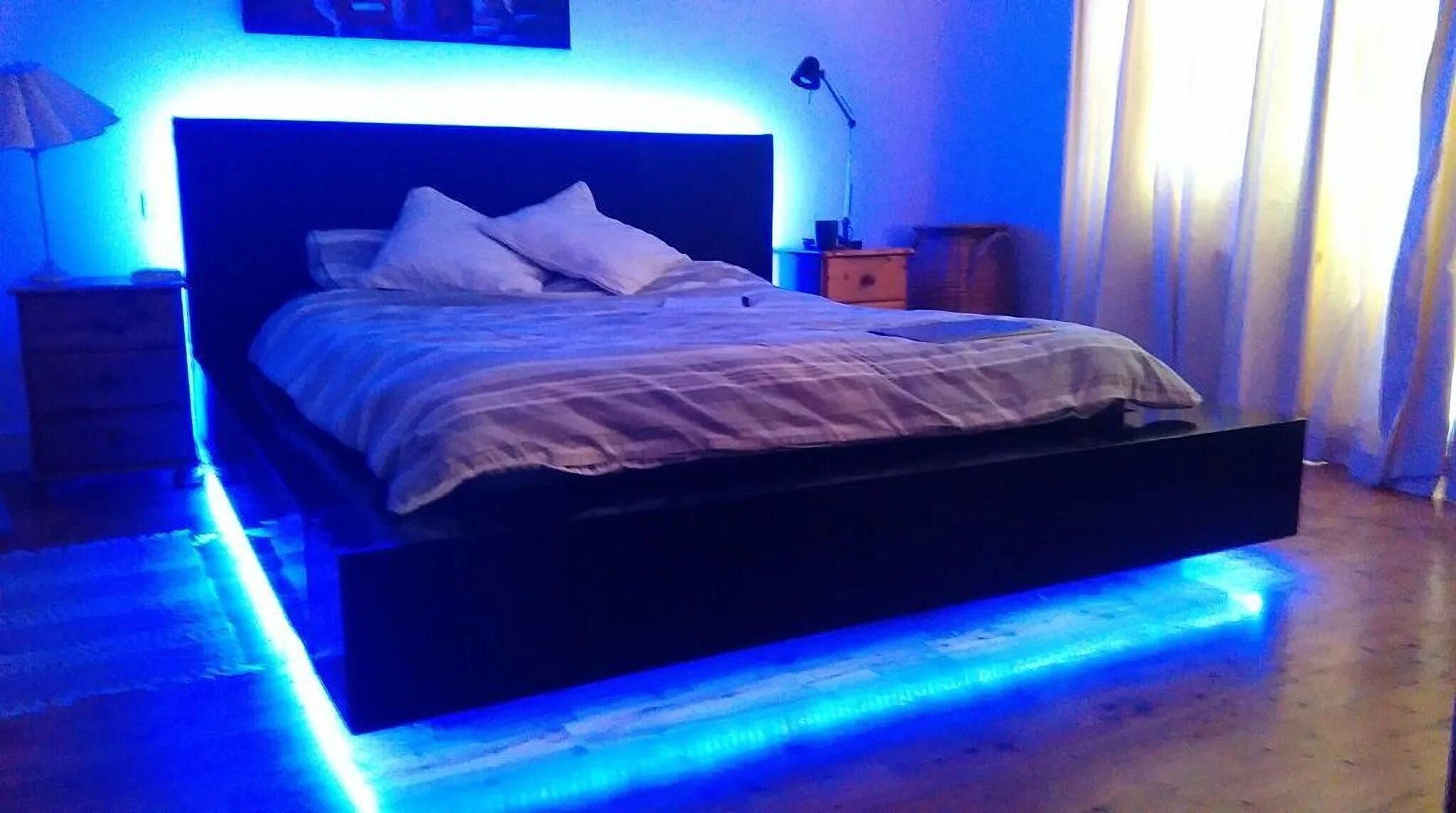 Парящая кровать с подсветкой фото LED Color Changing Lights Manufacturer and Supplier