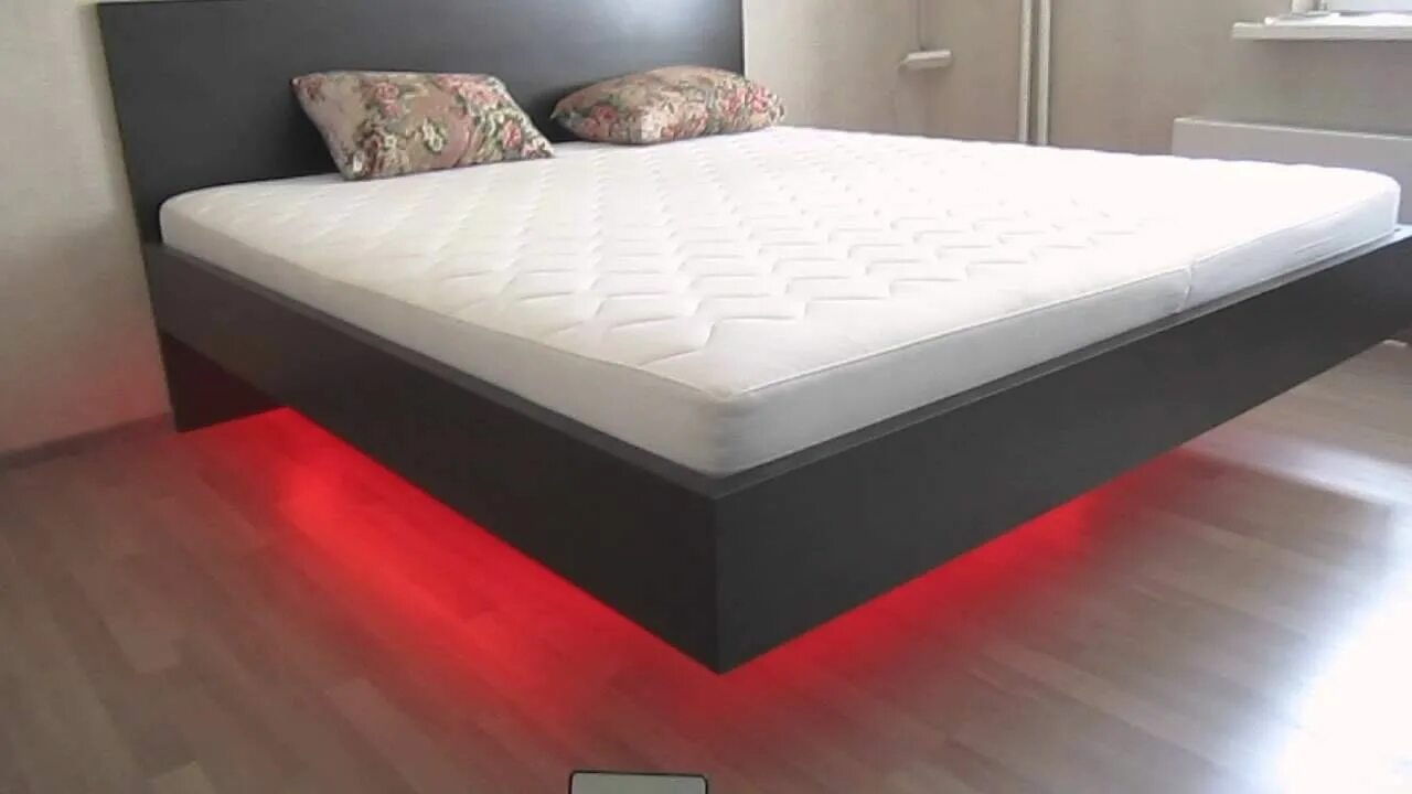 Парящая кровать с подсветкой фото чертеж Парящая кровать (Cloud floating bed) Floating bed, Bed, Bedroom closet storage s