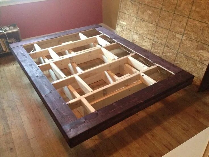 Парящая кровать своими руками чертежи фото more flot 3 Floating bed frame, Floating bed, Diy bed frame