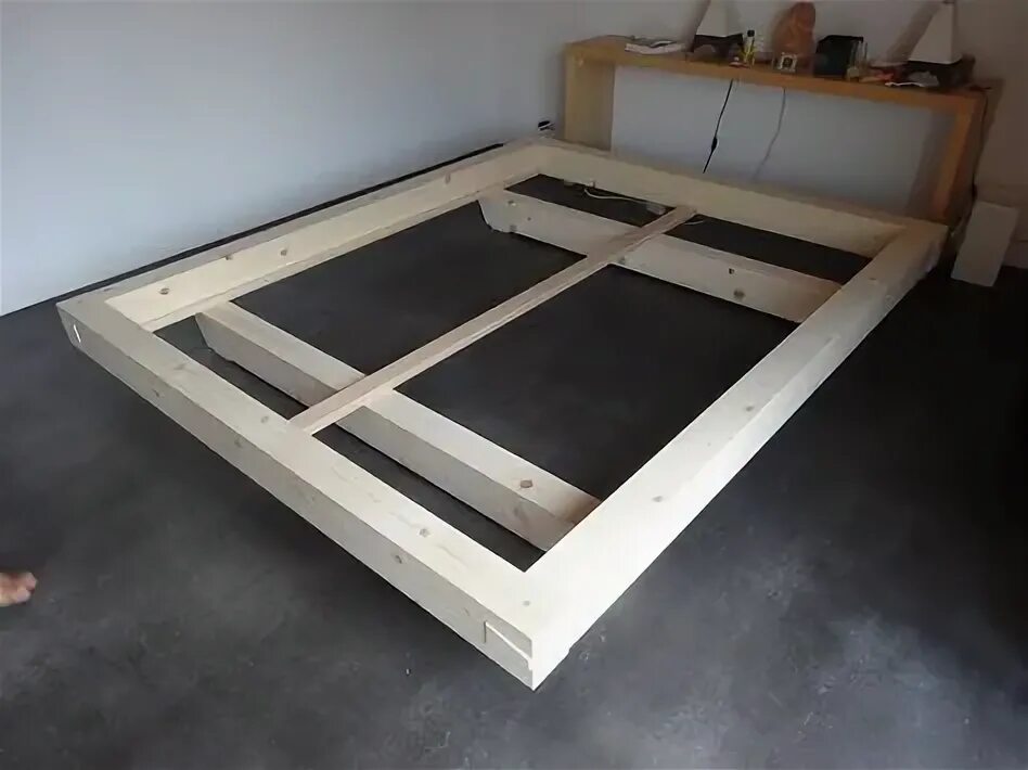 Парящая кровать своими руками из дерева чертеж Bettrahmen aus Balken Schreinerei Holzlabor Bern Floating bed frame, Bed design,