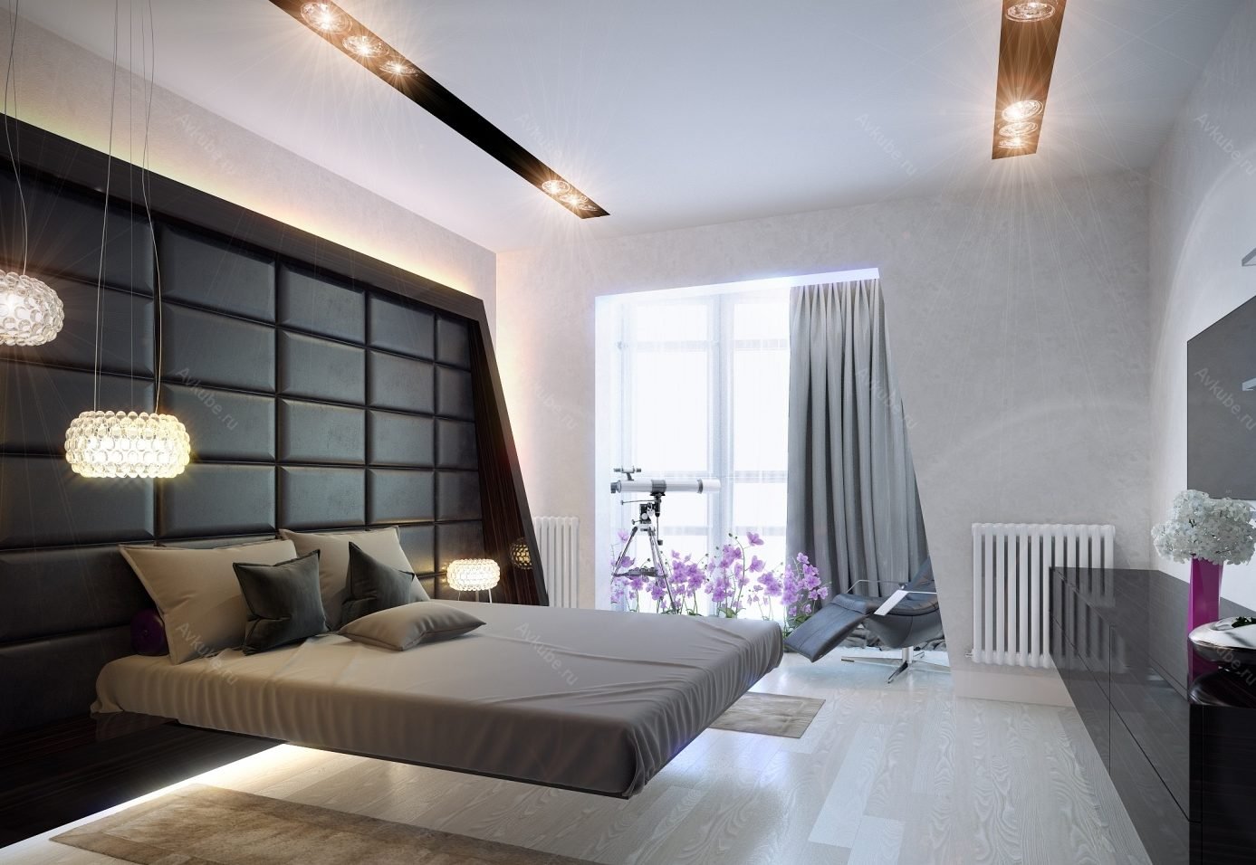 Парящая кровать в интерьере спальни High tech bedroom design - 74 photo