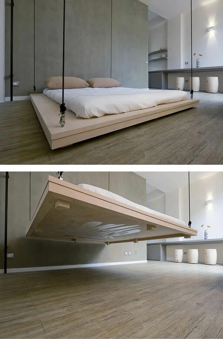 Парящая кровать в стиле лофт 33 Clever Hideaway Projects for Small Homes Muebles para departamentos pequeños,
