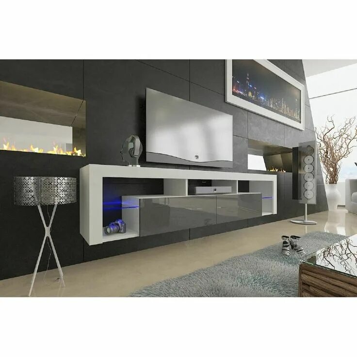Парящие гостиные фото Floating Milano 78'' Media Console Floating tv stand, Audio room, Floating tv