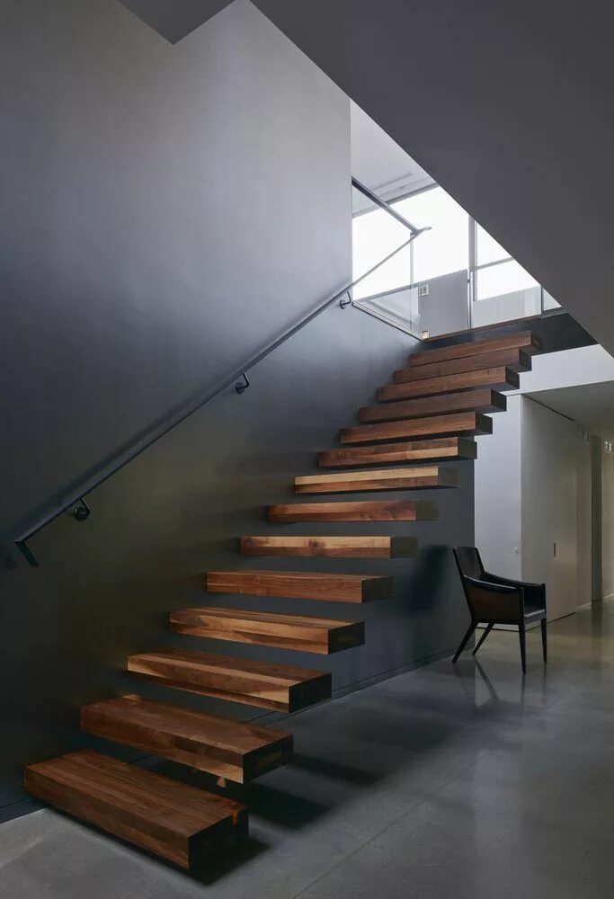 Парящие лестницы из металлоконструкций для дома фото Charming Lakeside House Uses Corten Steel With Blend In With Nature Modern stair