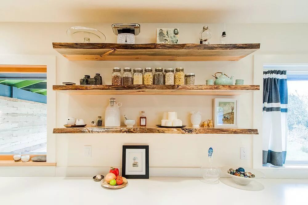 Парящие полки на кухне фото в интерьере Pin on Single kitchen shelf Fairacres Rd