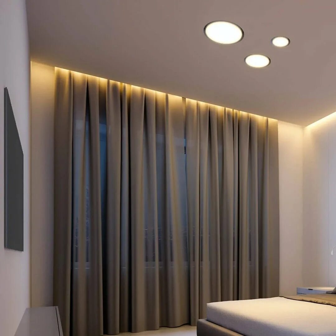 Парящие шторы с подсветкой фото Французский карниз с подсветкой - 4sofa.ru