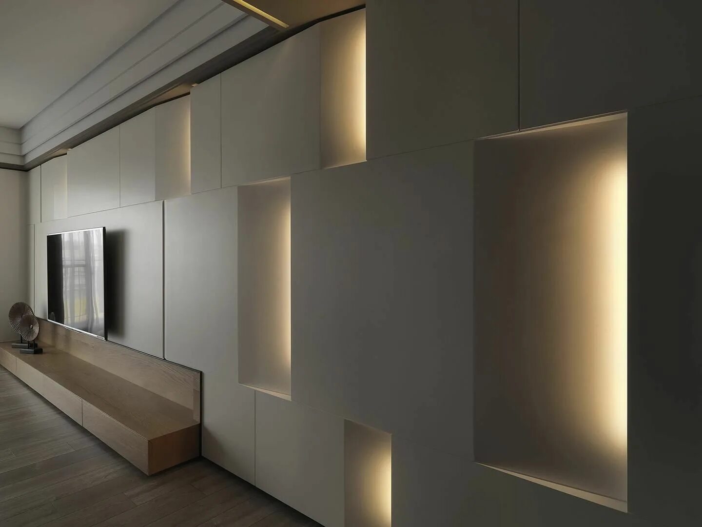 Парящие стены в интерьере фото Modelos de Painel para TV: 65+ Tipos e Fotos Incríveis! ผ น ง