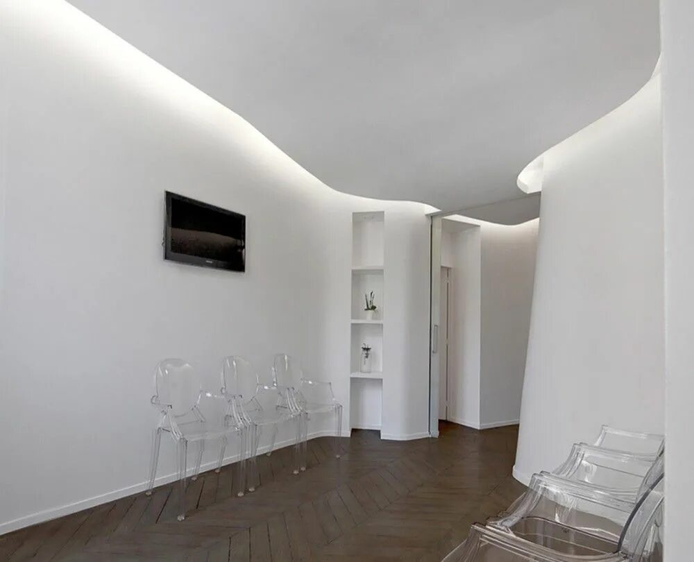 Парящие стены в интерьере как сделать Dumas & Chaine Cabinet / SWAN Architectes False ceiling living room, False ceili