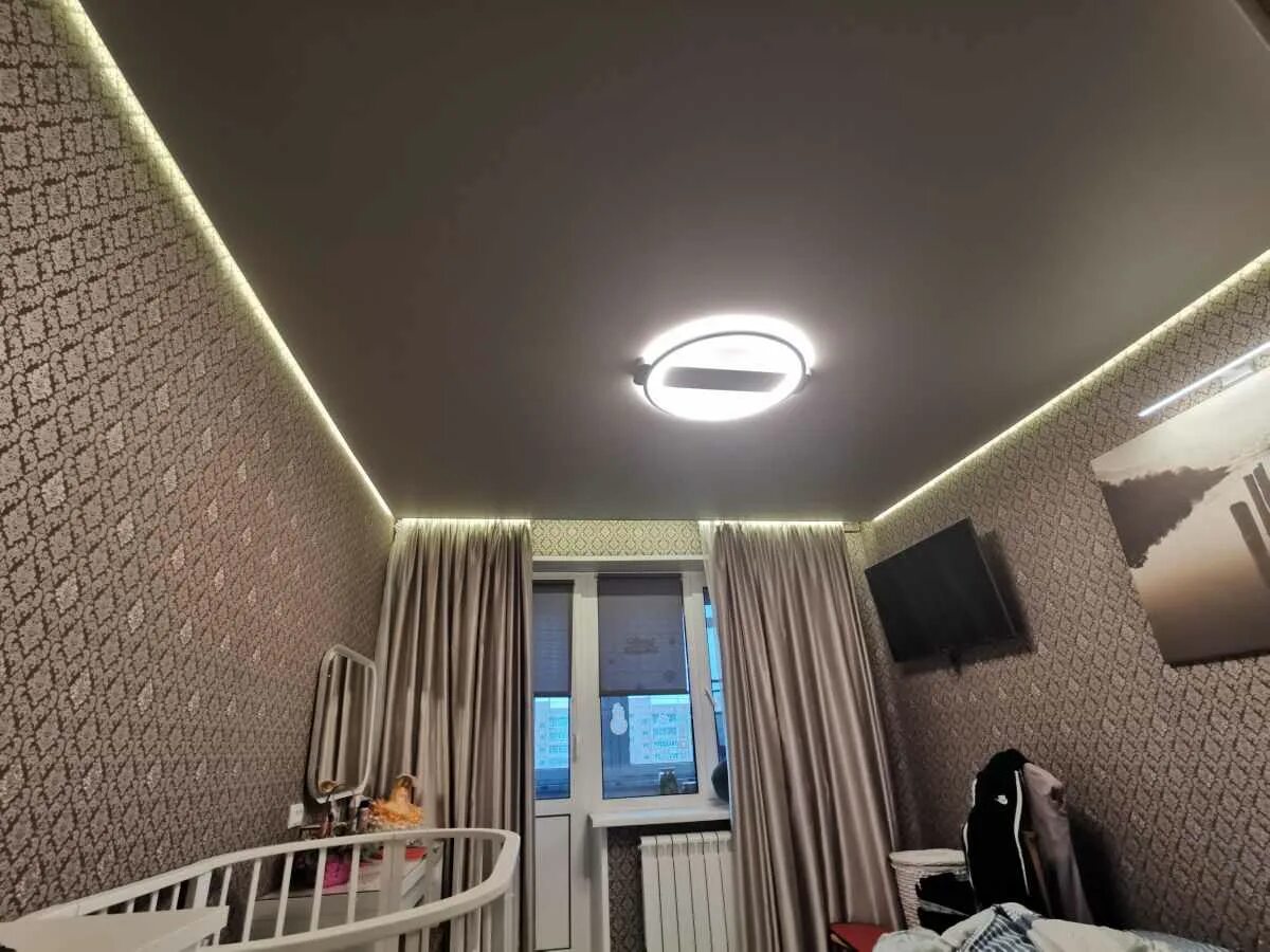 Парящий потолок с подсветкой цена фото Парящие натяжные потолки