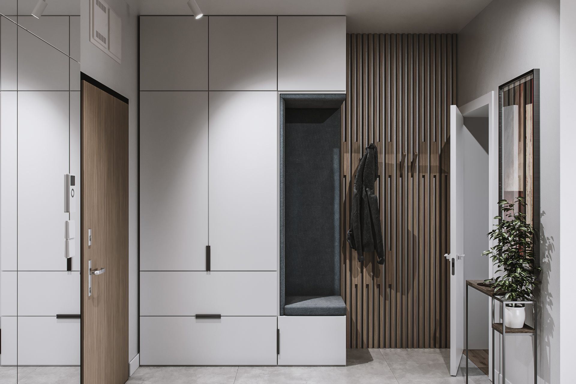 Парящий шкаф в прихожую фото FLAT IN SOKOLOWKA II on Behance Modern home interior design, Hallway designs, Mo