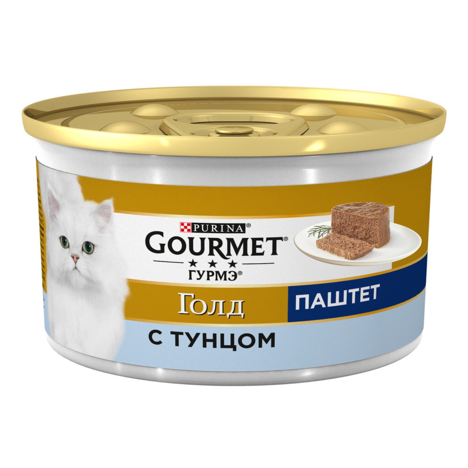 Паштет для котят фото Влажный корм GOURMET GOLD для кошек, паштет тунец, ж/б, 85 г (1453893) - Купить 