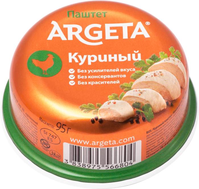 Паштет куриный магнит фото Паштет ARGETA Куриный, 95г купить с доставкой на дом по Екатеринбургу - Интернет