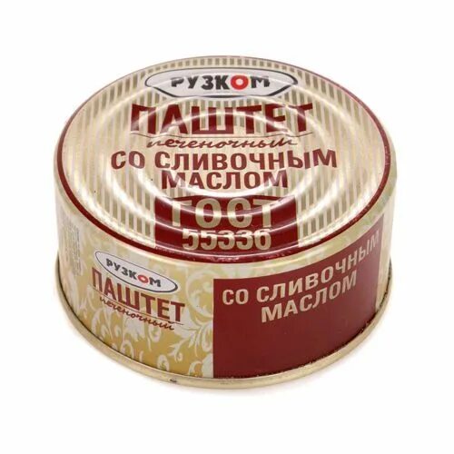 Паштет печеночный со сливочным маслом фото Паштет со сливочным маслом 117г ж/б ГОСТ (Рузком)
