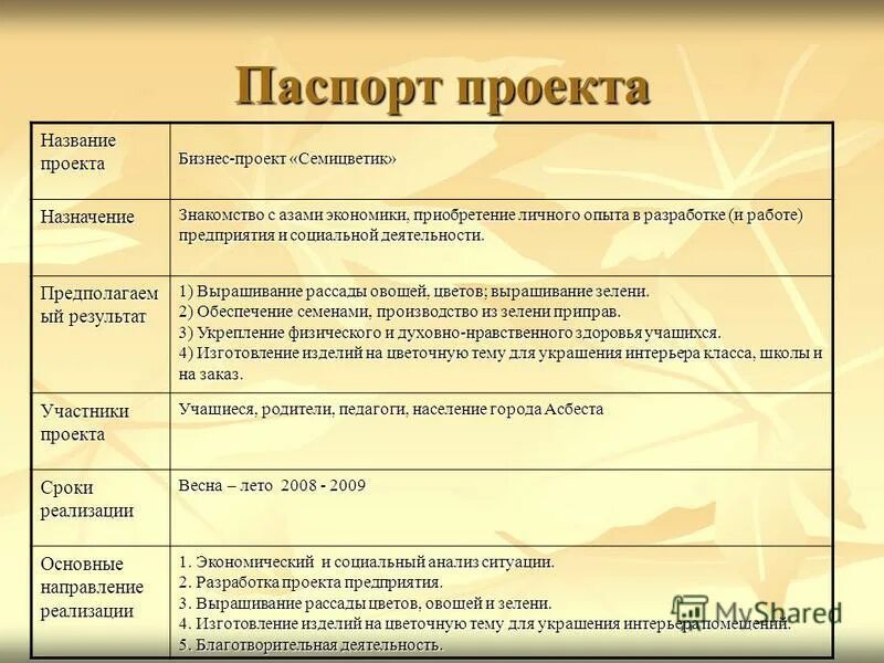 Паспорт проекта фото Паспорт проекта шаблон 6 класс