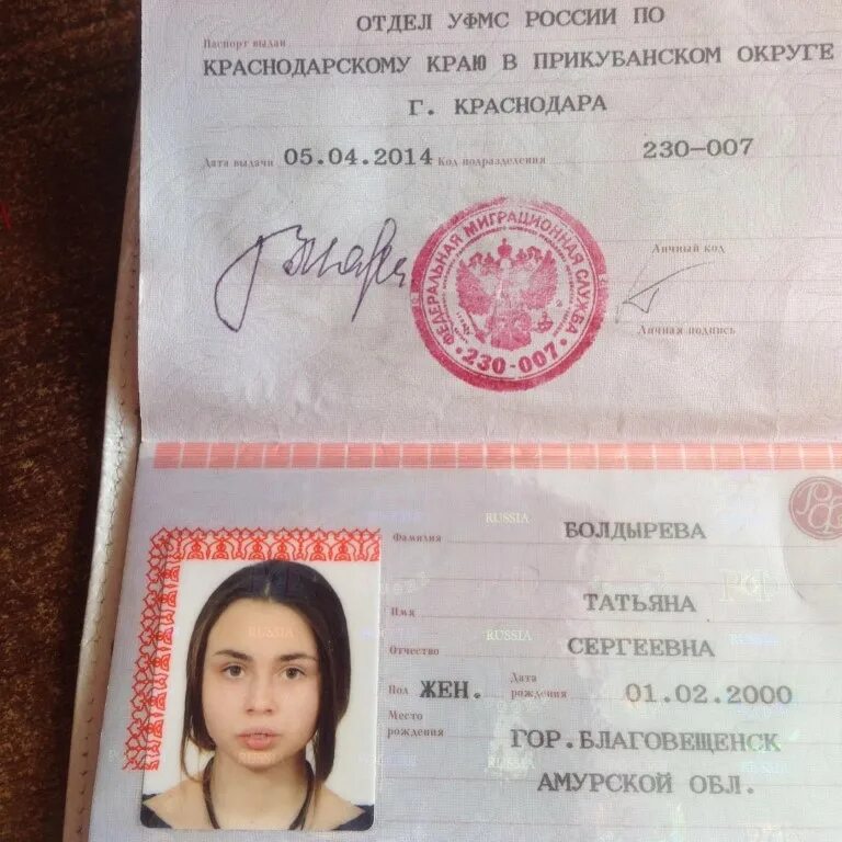 Паспорт российской федерации фото Код подразделения благовещенск