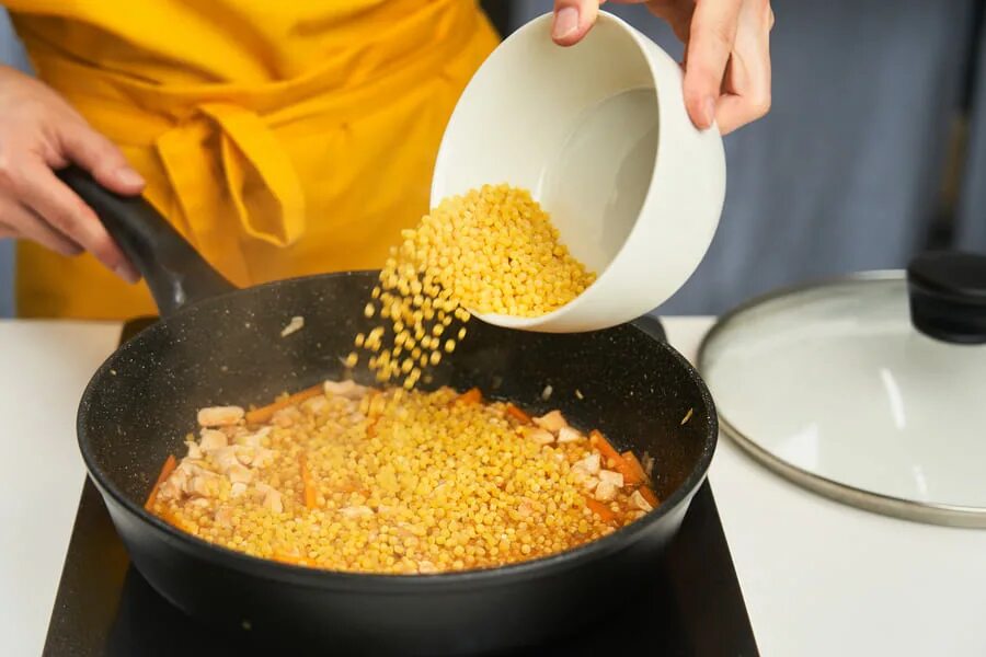 Паста птитим рецепты приготовления с фото Паста птитим с курицей и овощами - пошаговый рецепт с фото и описанием процесса 