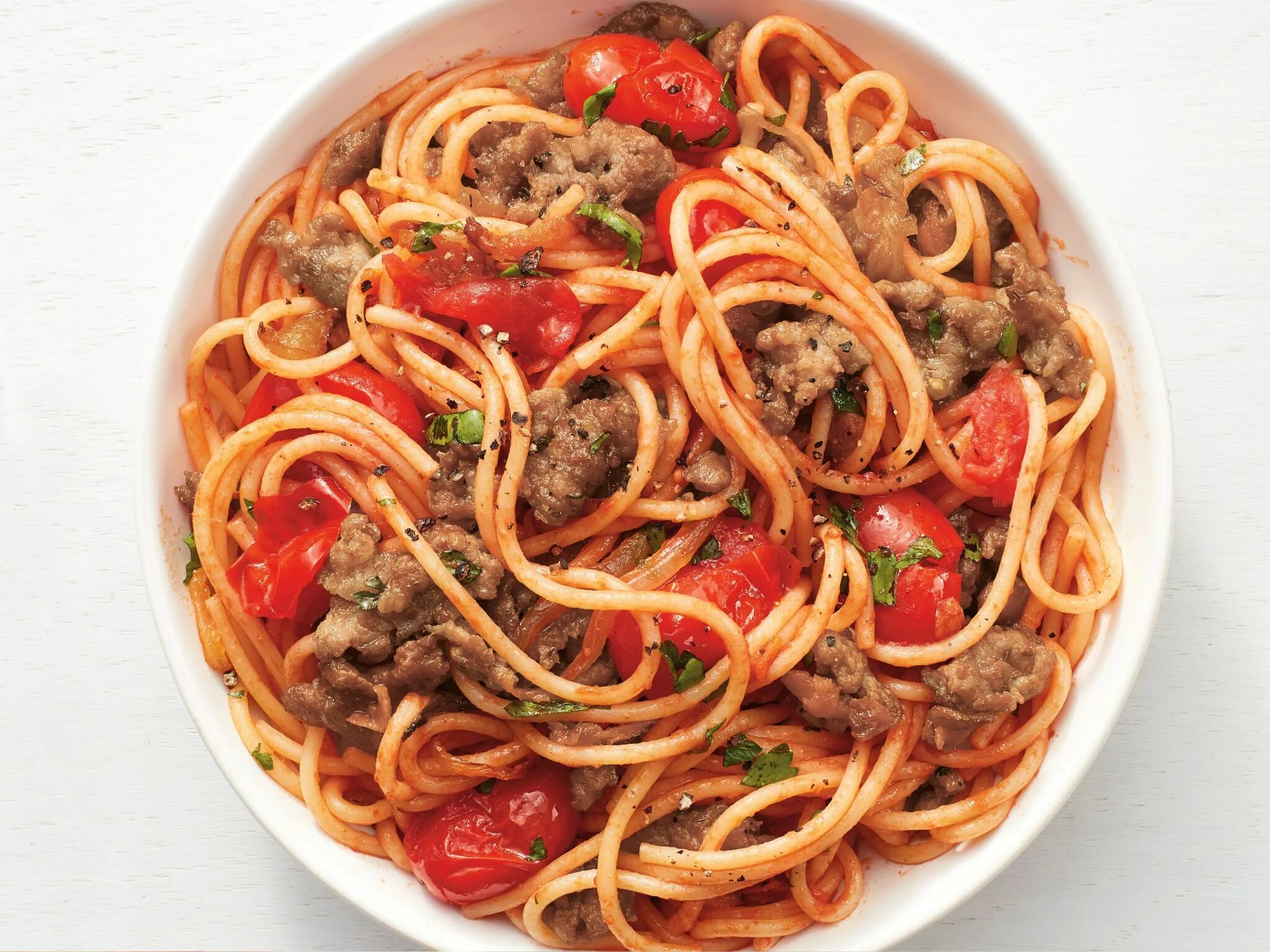 Паста с фаршем с фото One-Pot Spaghetti with Sausage Recipe One pot spaghetti, Food network recipes, S