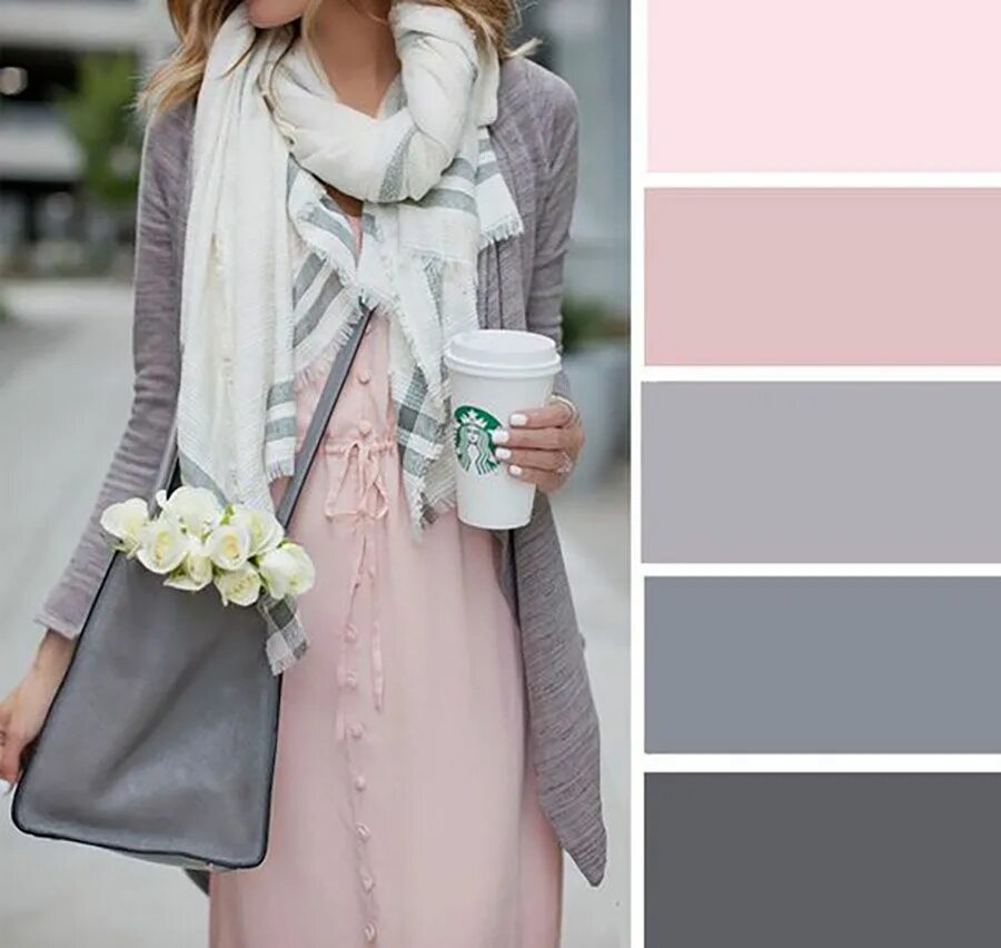 Пастельные цвета в одежде фото pink and grey color palette Цветовые сочетания, Модные стили, Идеи наряда