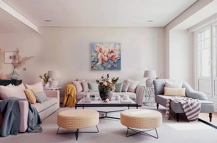 Пастельный интерьер квартира Pink Magnolia Bloom Large Original Painting Unique Gift Spring Mood Sweet Home I