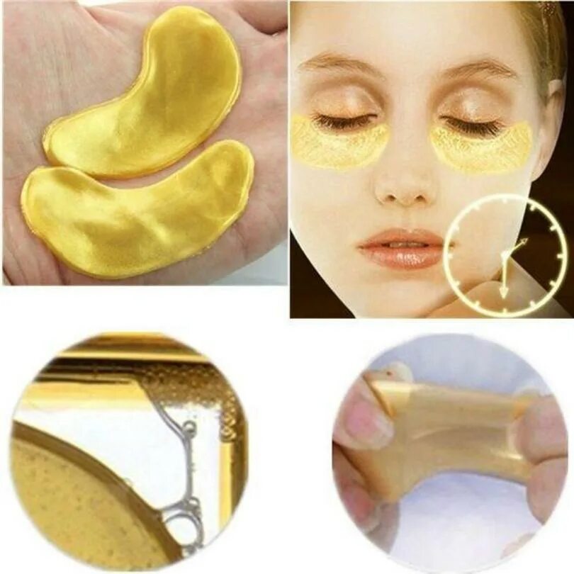 Патчи под глаза фото 5 пар 24K Gold Collagen Eye Mask Антивозрастные патчи для глаз с гиалуроновой ки