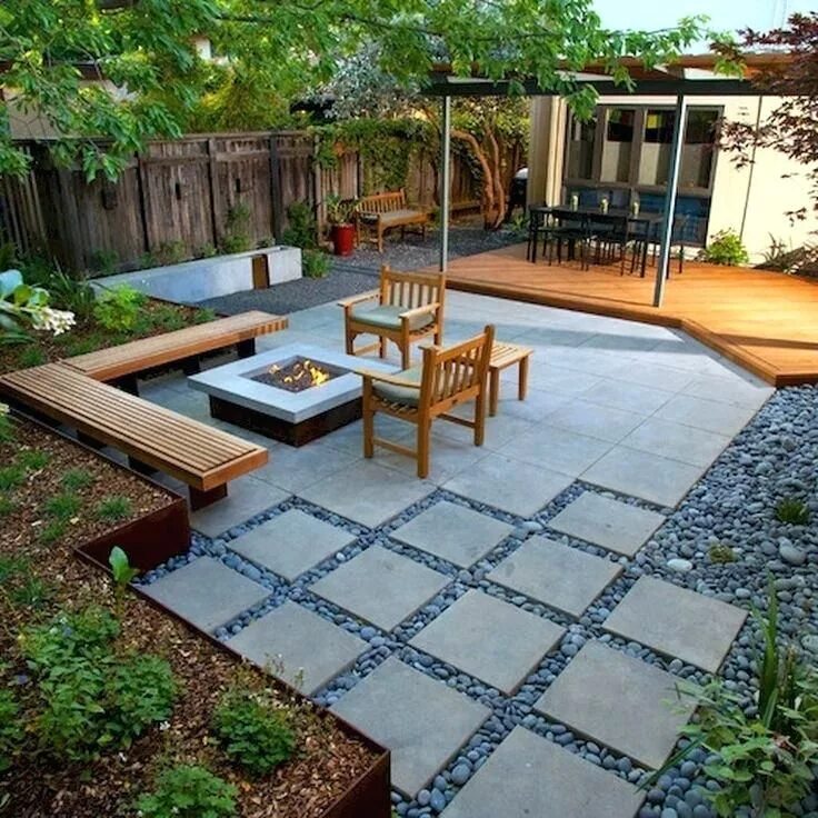 Патио на даче своими руками Image result for mid century modern landscaping Modern backyard landscaping, Sma