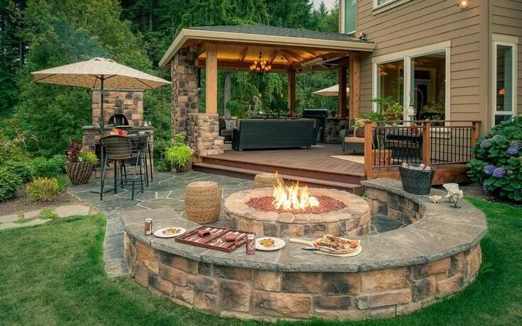 Патио на даче своими руками Creative Fire Pit Designs and DIY Options Backyard, Backyard seating, Patio
