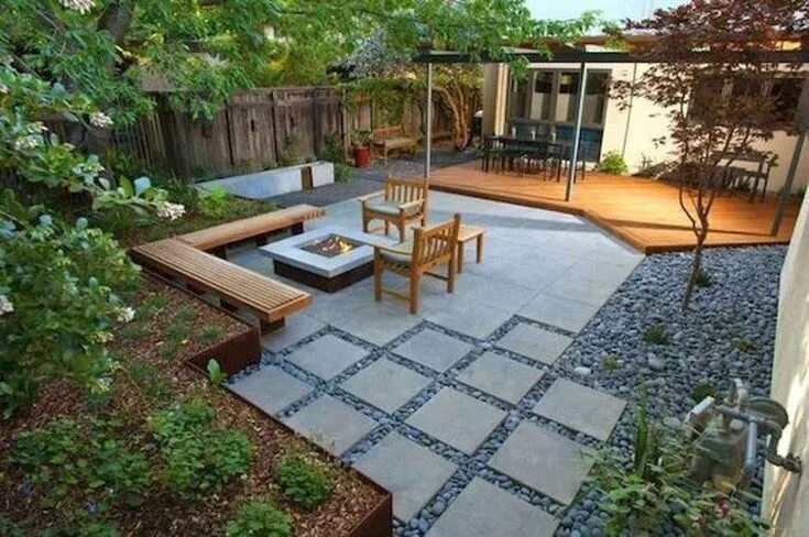 Патио на даче своими руками фото ИДЕИ ДЛЯ САДА: 30 красивых фото Modern backyard landscaping, Backyard garden des