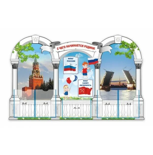 Патриотический стенд в детском саду оформление Государственная символика