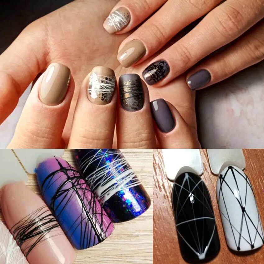 Паутинка на ногтях фото Gel Paint for Nails Art Painting Gel Nail Polish Wire Drawing Nail Gel Emboss Pu